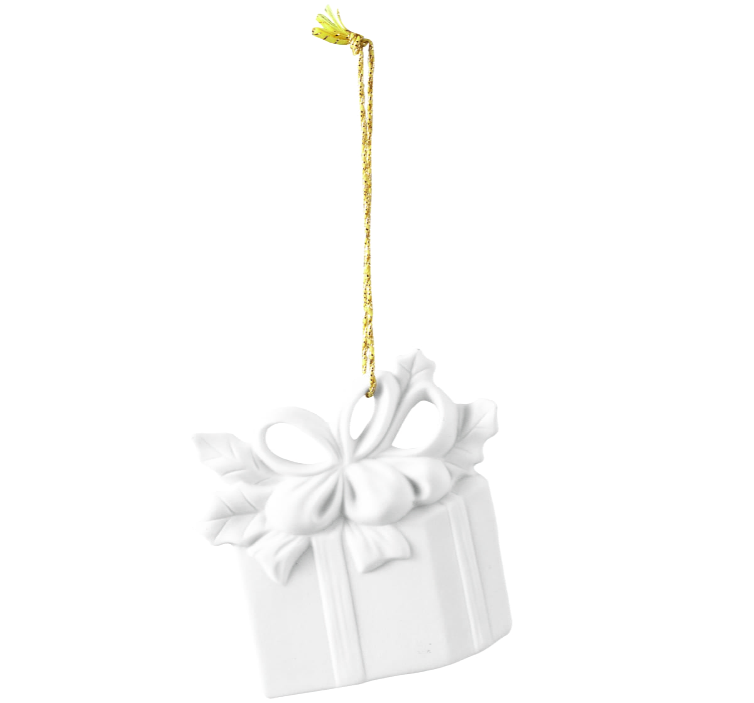 Seltmann Porzellan Weihnachtsanhänger "Paket mit Schleife", 8 cm, Weiß