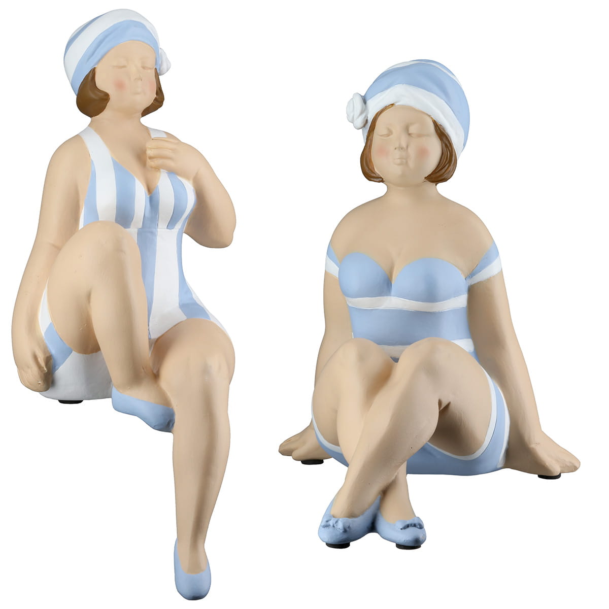 Gilde Kantensitzer Figur "Becky", Weiß/Hellblau