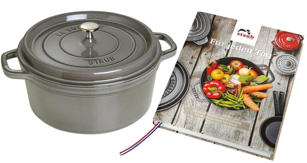 Staub Cocotte Bräter Gusseisen rund 28cm grau