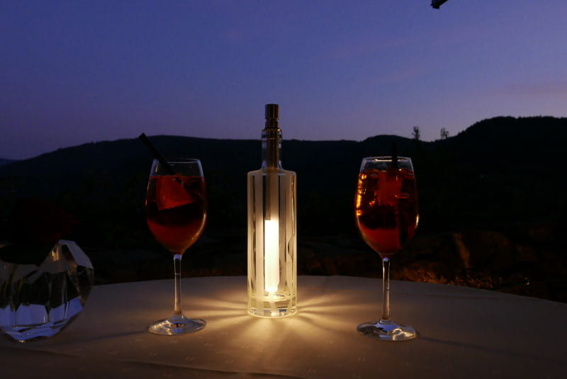 Bottlelight Flasche Titano Streifen, handbearbeitet