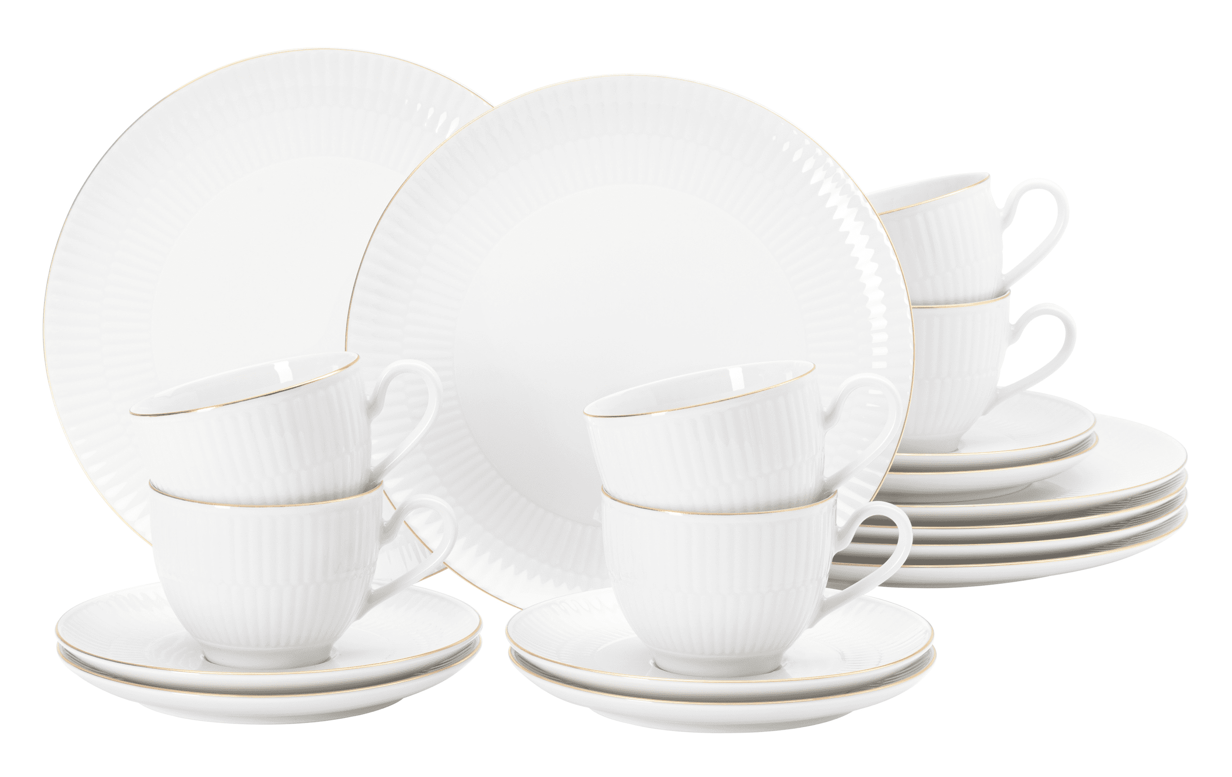 Seltmann Porzellan Amina Weiss / Goldrand Kaffeeservice 18-teilig