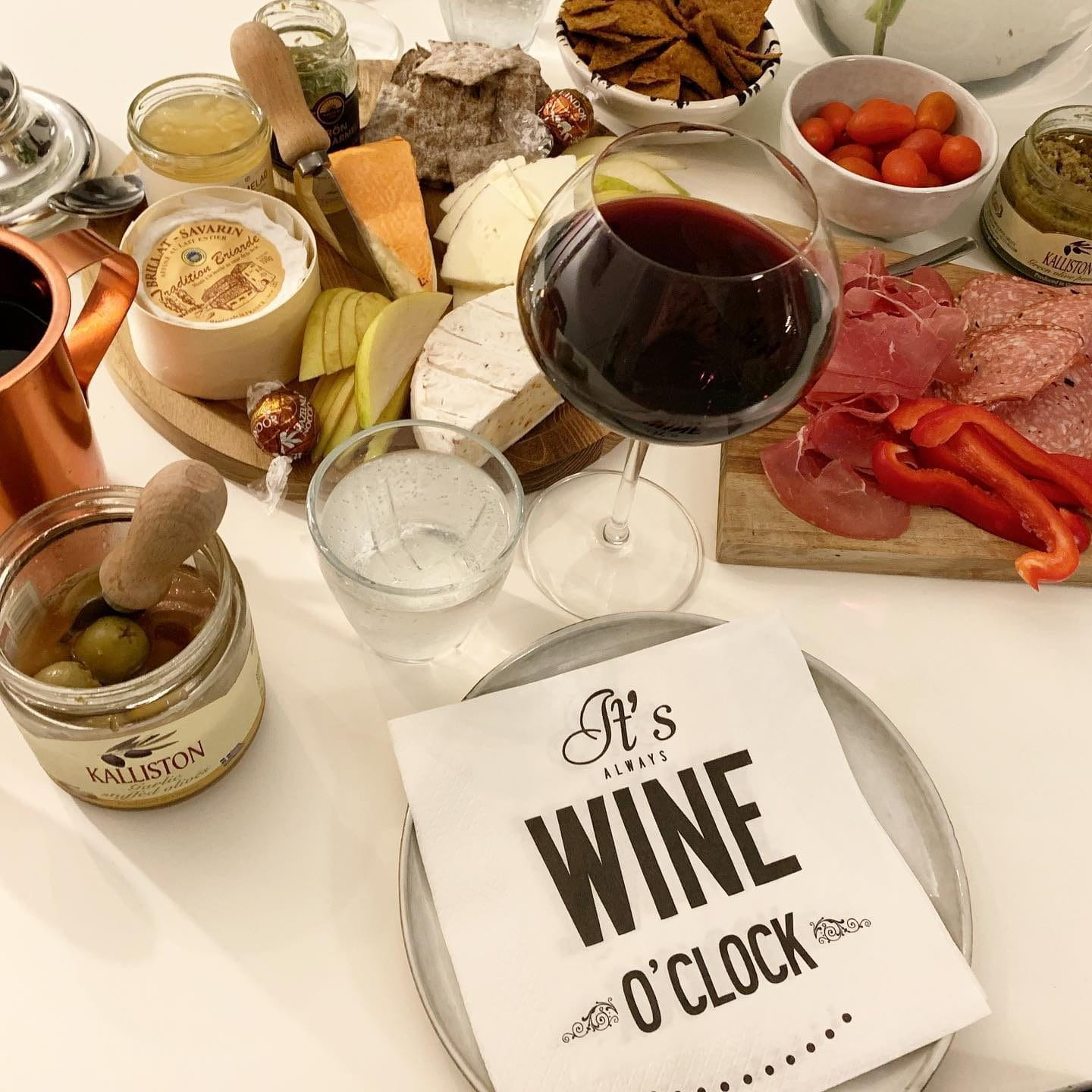 Citronelles Wein Servietten "It`s always Wine o`clock", 33 x 33 cm, Weiß