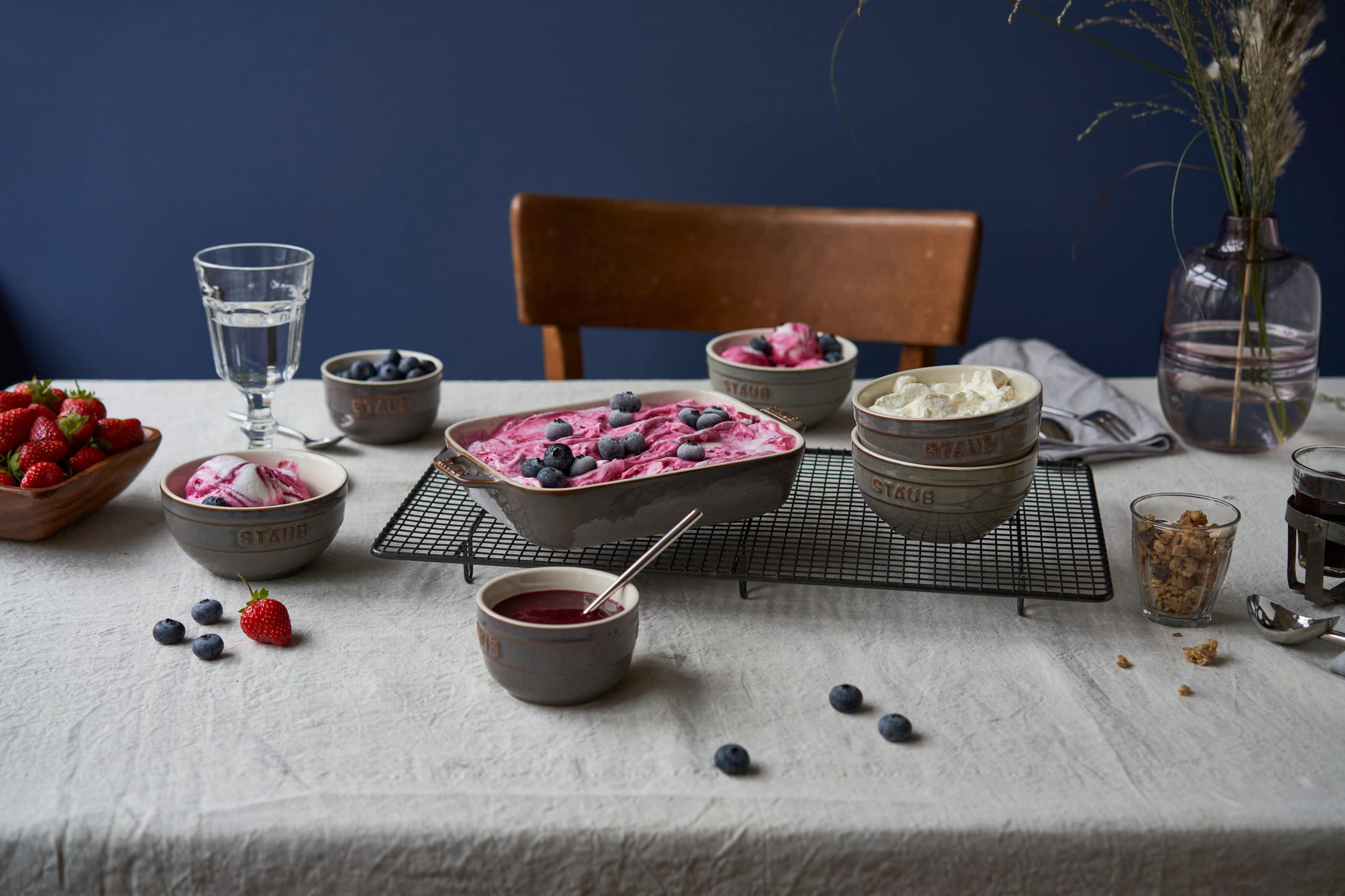 Staub Keramik Ofenformenset, 3-teilig rechteckig Antikgrau