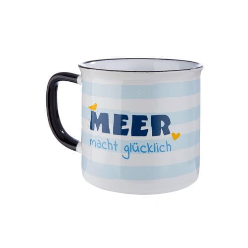 Gilde Keramik Tasse "MEER macht glücklich" - 390 ml