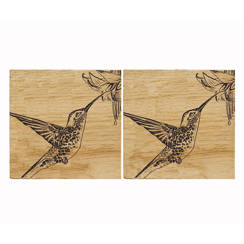 Scottish Eiche 2 Untersetzer - Kolibri 11 x 11 cm