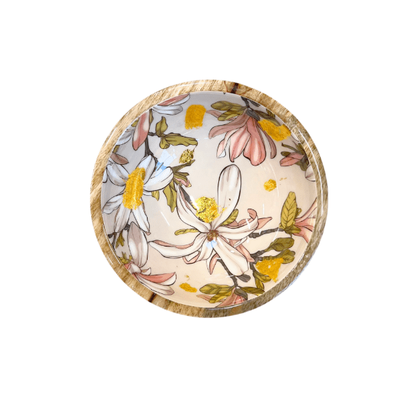 byRoom Mangoholz Schüssel Magnolia beige, rose, gold 18 cm