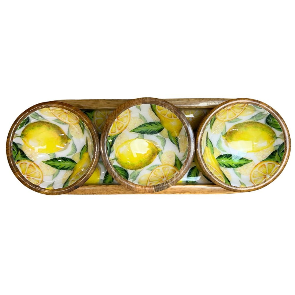 byRoom Mangoholz mit Lemon (Zitrone) 3 Schälchen mit Tablett