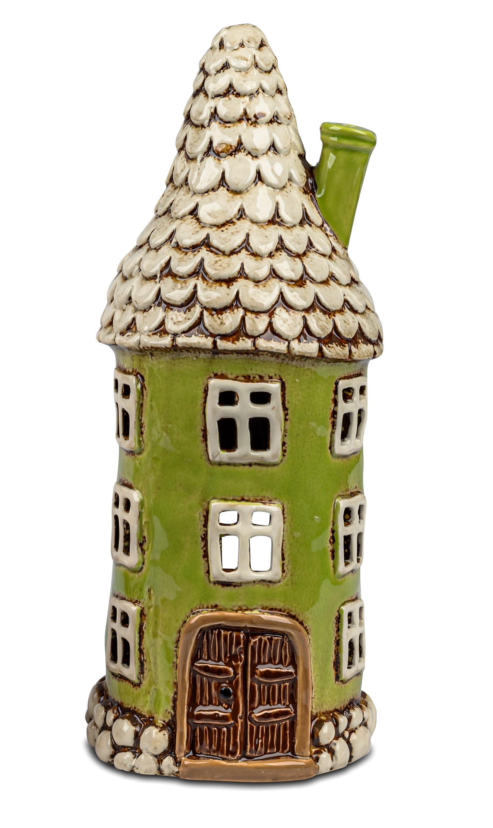 formano Windlicht Haus Steinzeug handbemalt 32cm grün