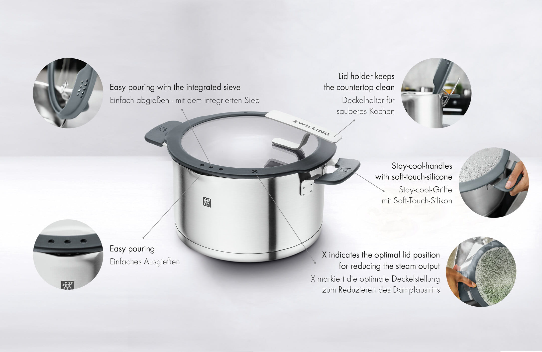 ZWILLING Simplify Kochtopfset 5-tlg, Edelstahl Taubenblau