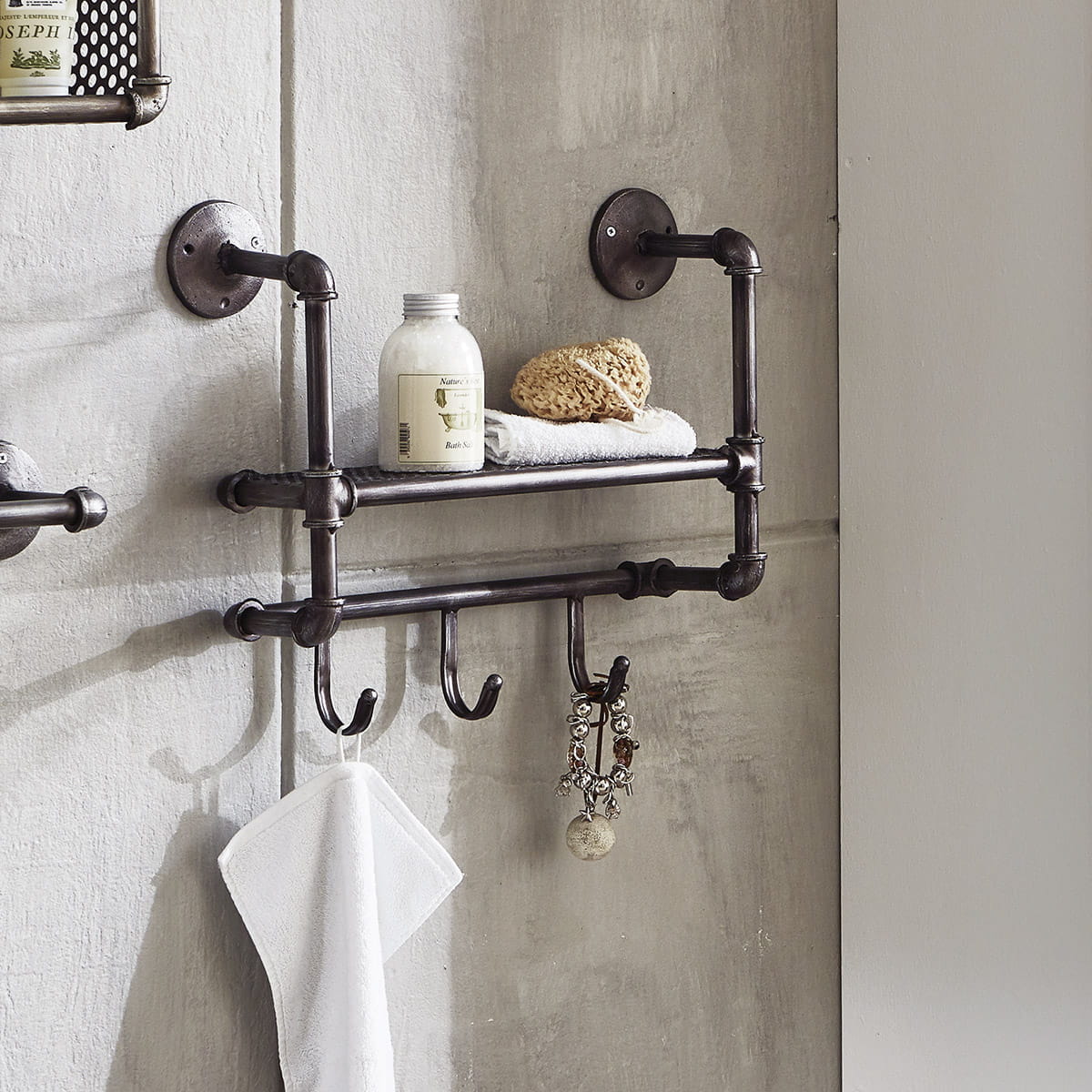 Gilde Metall Wandgarderobe "Factory" - 16,5 x 51 x 41 cm