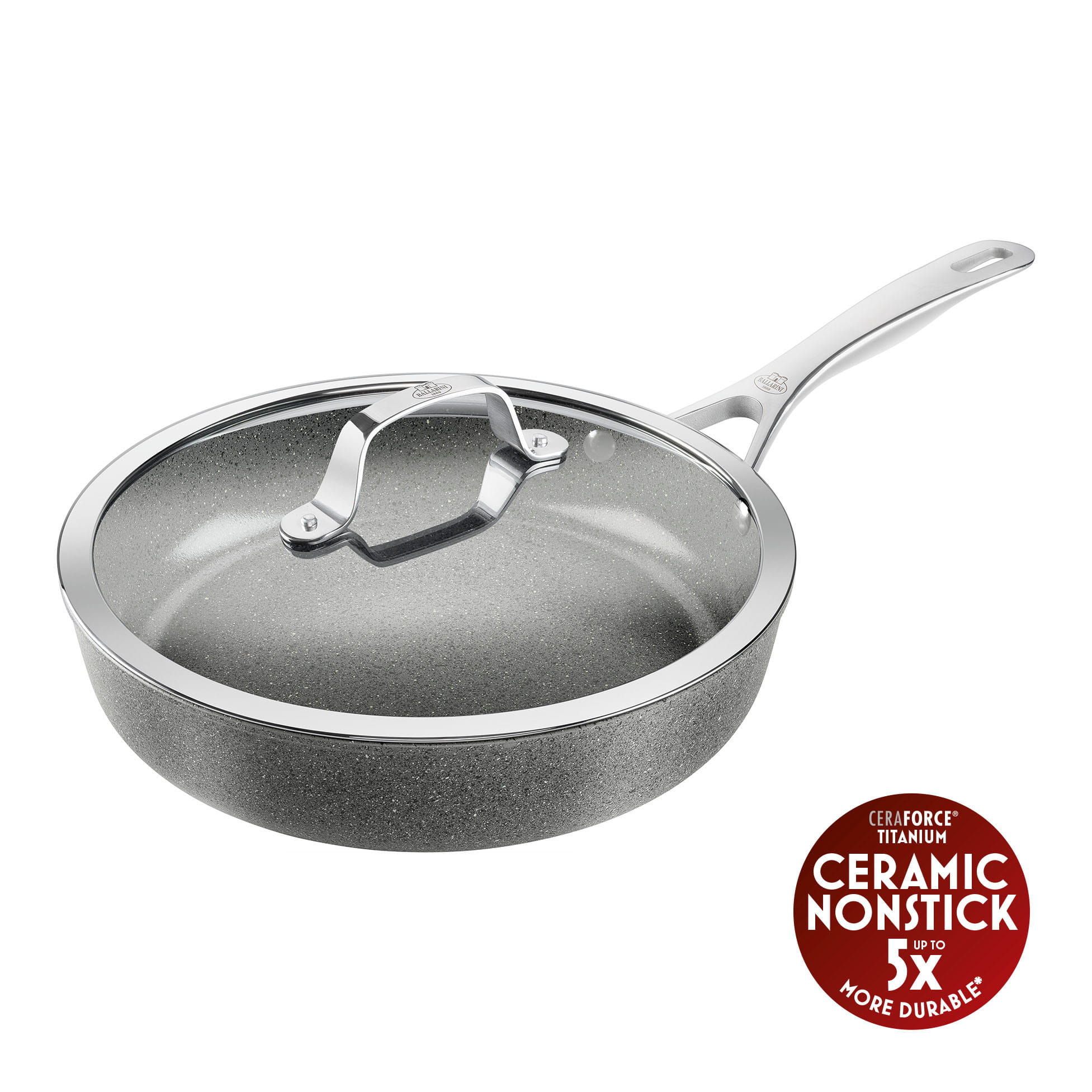Ballarini Salina Schmorpfanne mit Deckel 28 cm Aluminium, Ceraforce Titanium