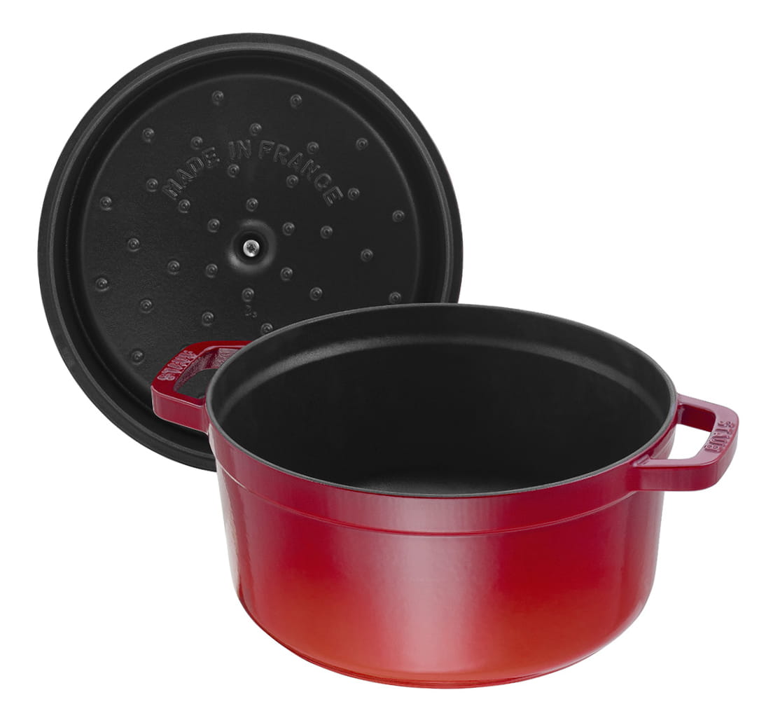 Staub Cocotte Bräter Gusseisen rund 26cm Kirsche offen