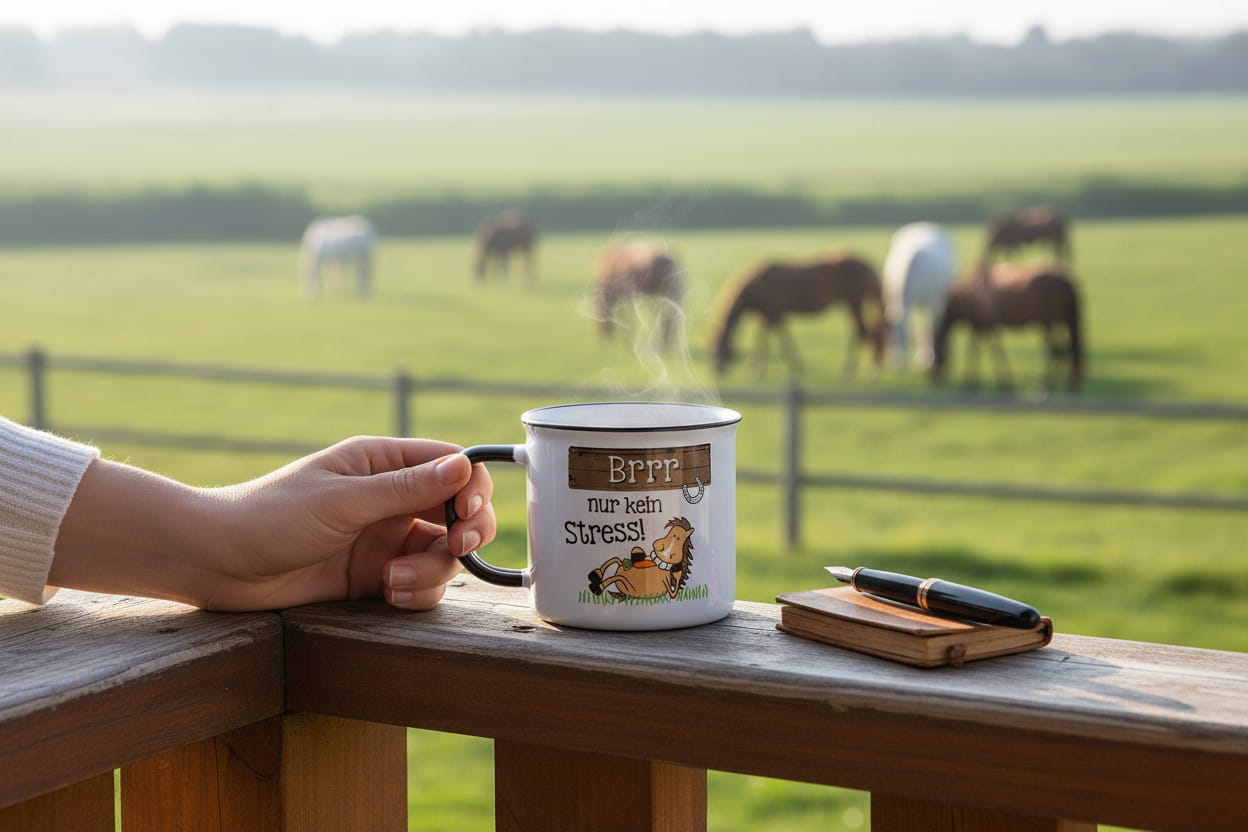 Gilde Porzellan Becher "Brrr nur kein Stress" Lifestylefoto