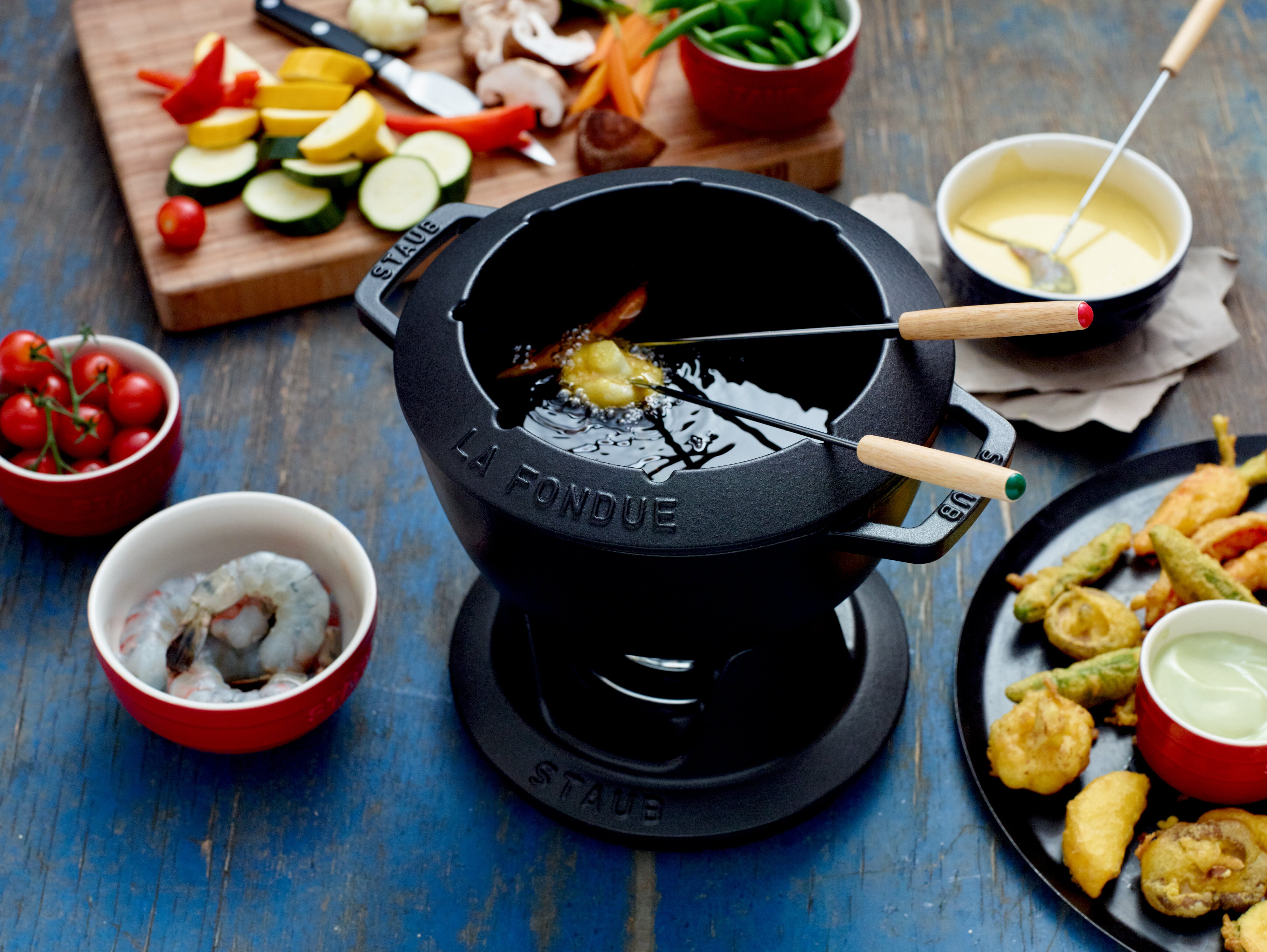 Staub Specialities Fondue Set, 18cm, schwarz innen glänzend