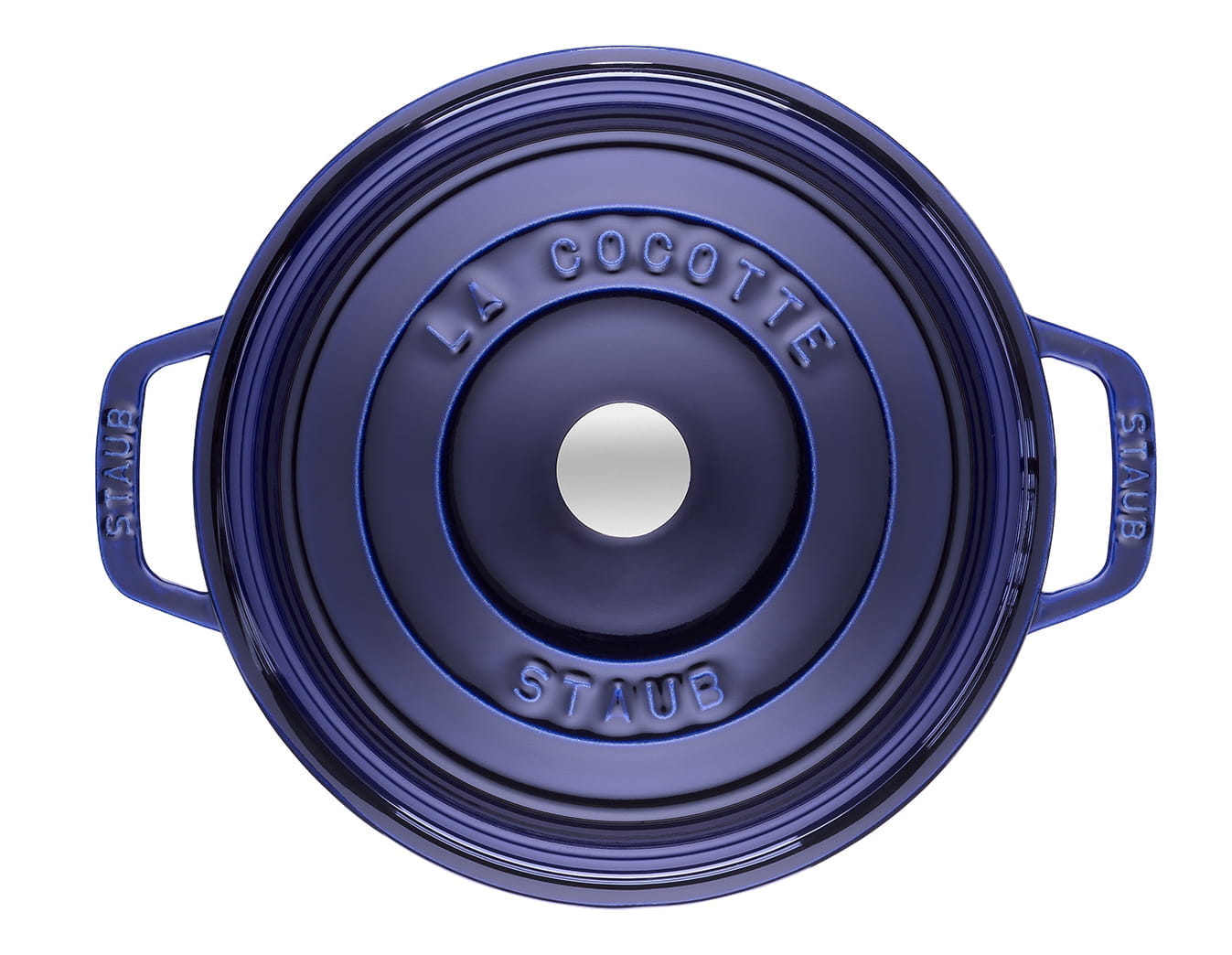 Staub Cocotte Bräter Gusseisen rund 26cm blau oben