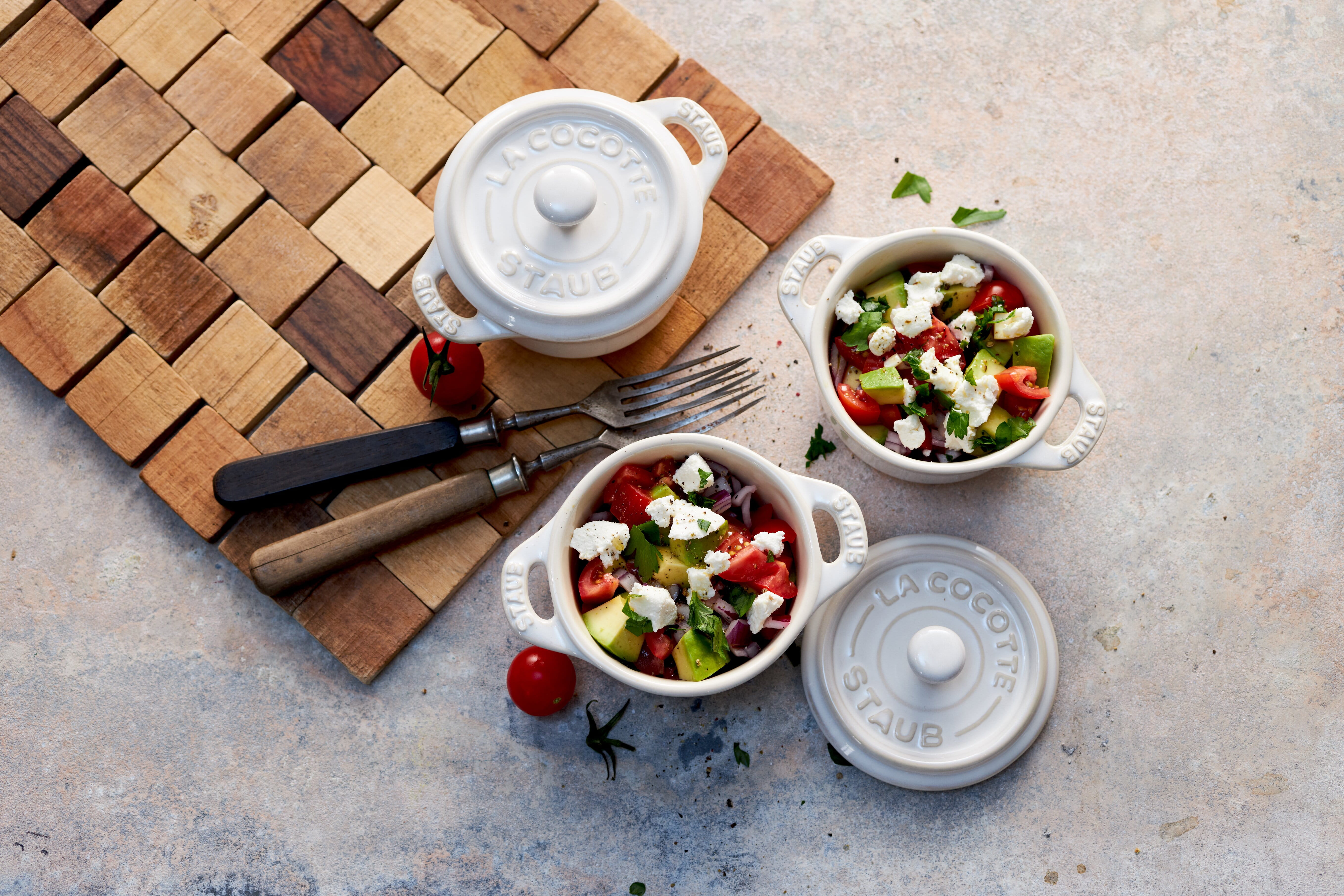 Staub Keramik Mini Cocotte rund 10 cm elfenbeinweiß