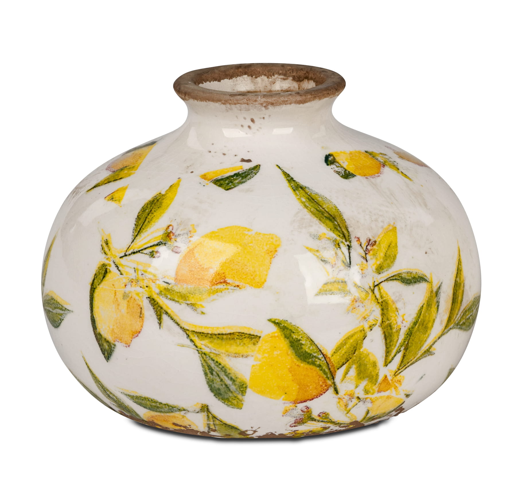 formano Gartendeko Keramik Vintage Vase, Zitronen 13 x 10cm