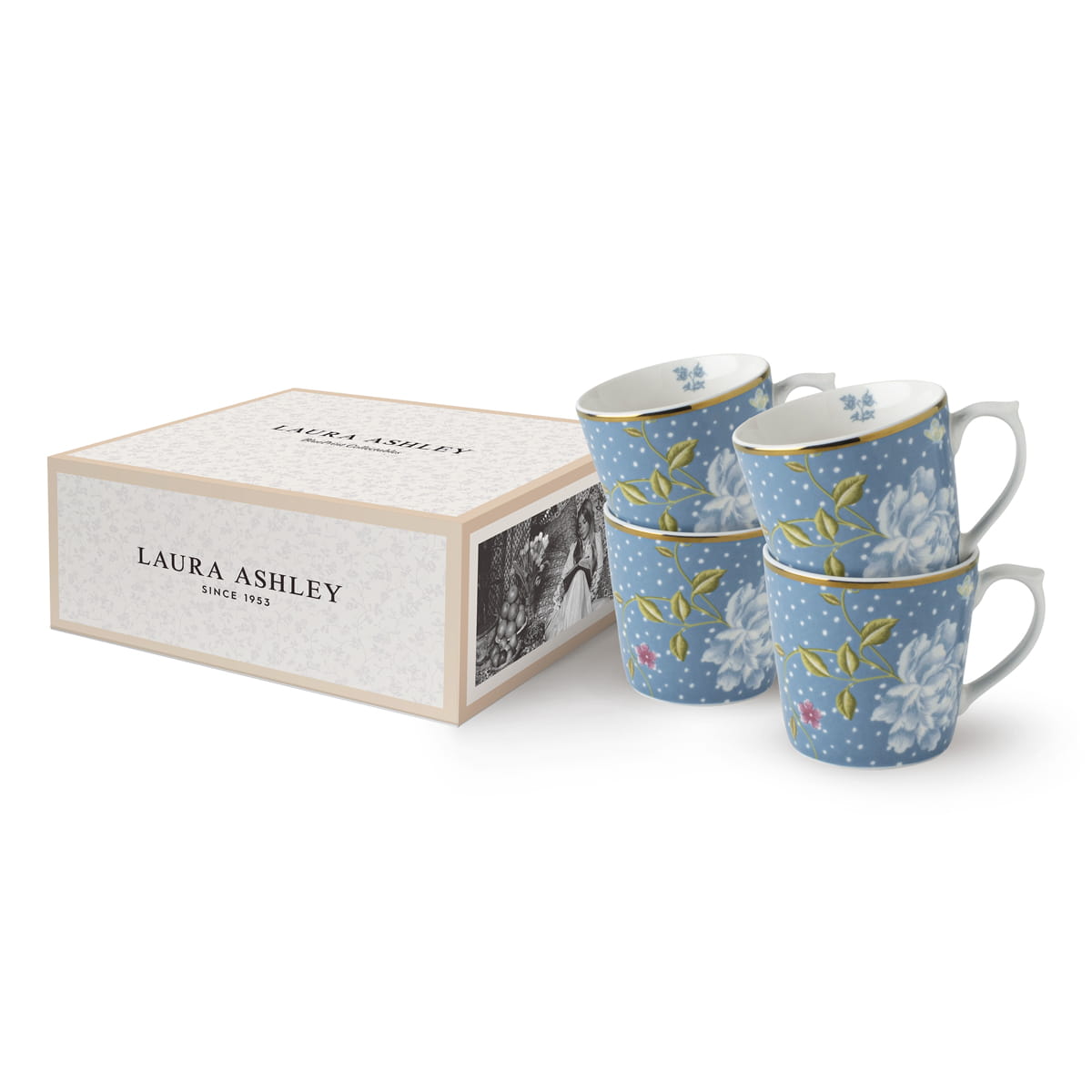 Laura Ashley Heritage Porzellan Seaspray Uni Becherset 4tlg