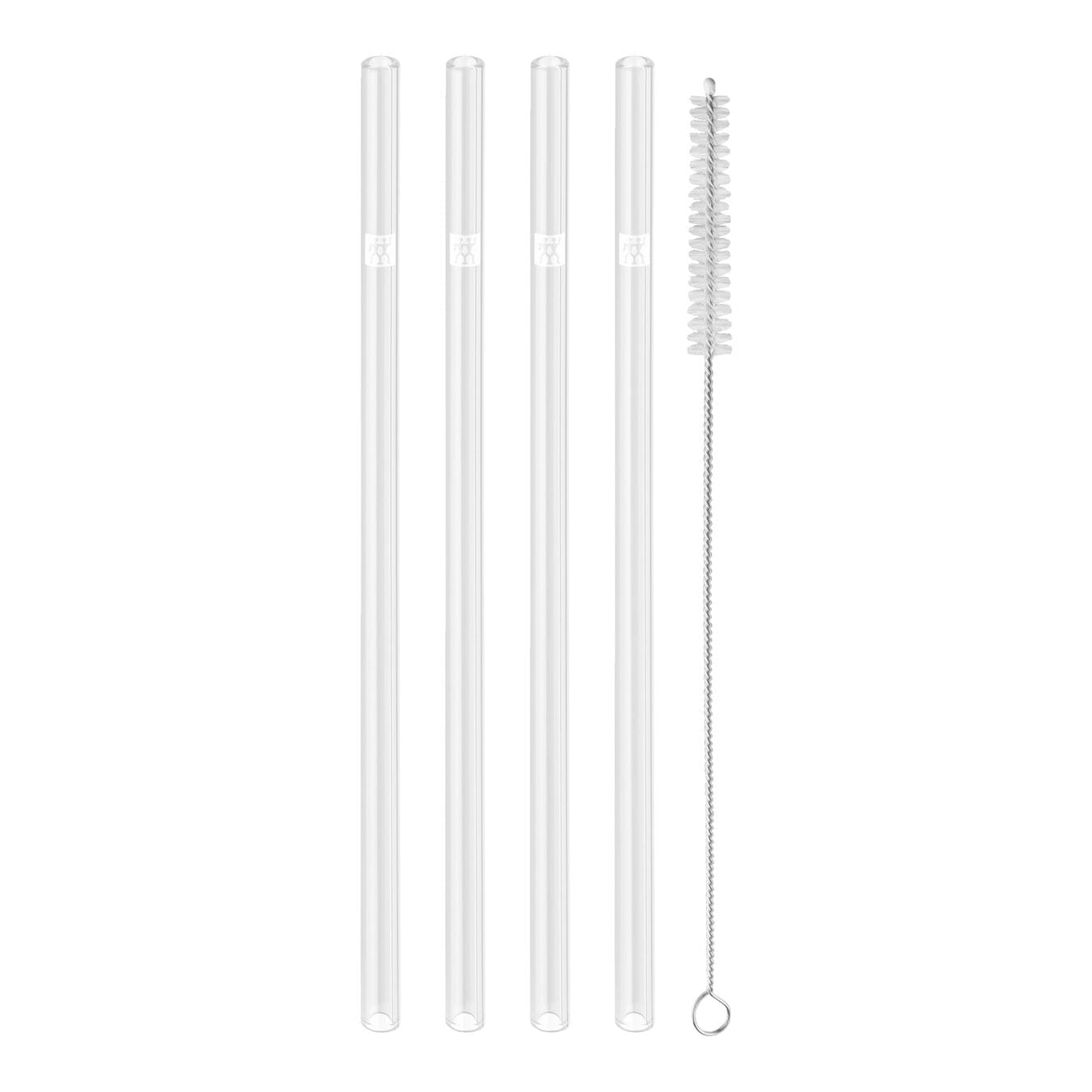 Zwilling Sorrento Glasstrohhalme gerade mit Reinigungsbürste - 4 Stück - transparent