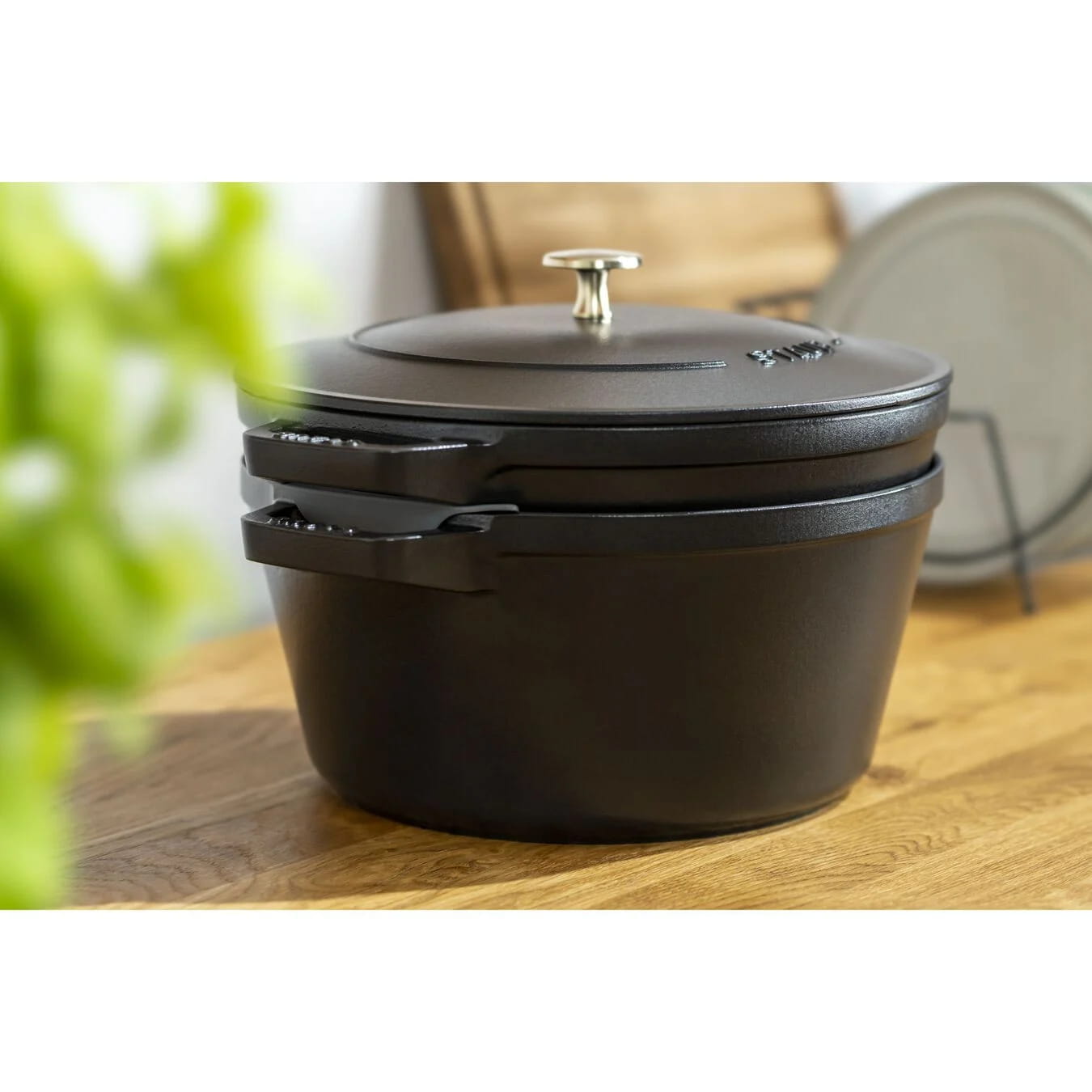 Staub Cocotte Kochtopfset 2-teilig Gusseisen rund 24 cm Schwarz