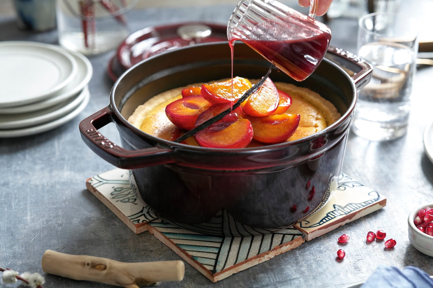 Staub Cocotte Bräter Gusseisen rund 20 cm Grenadine-Rot