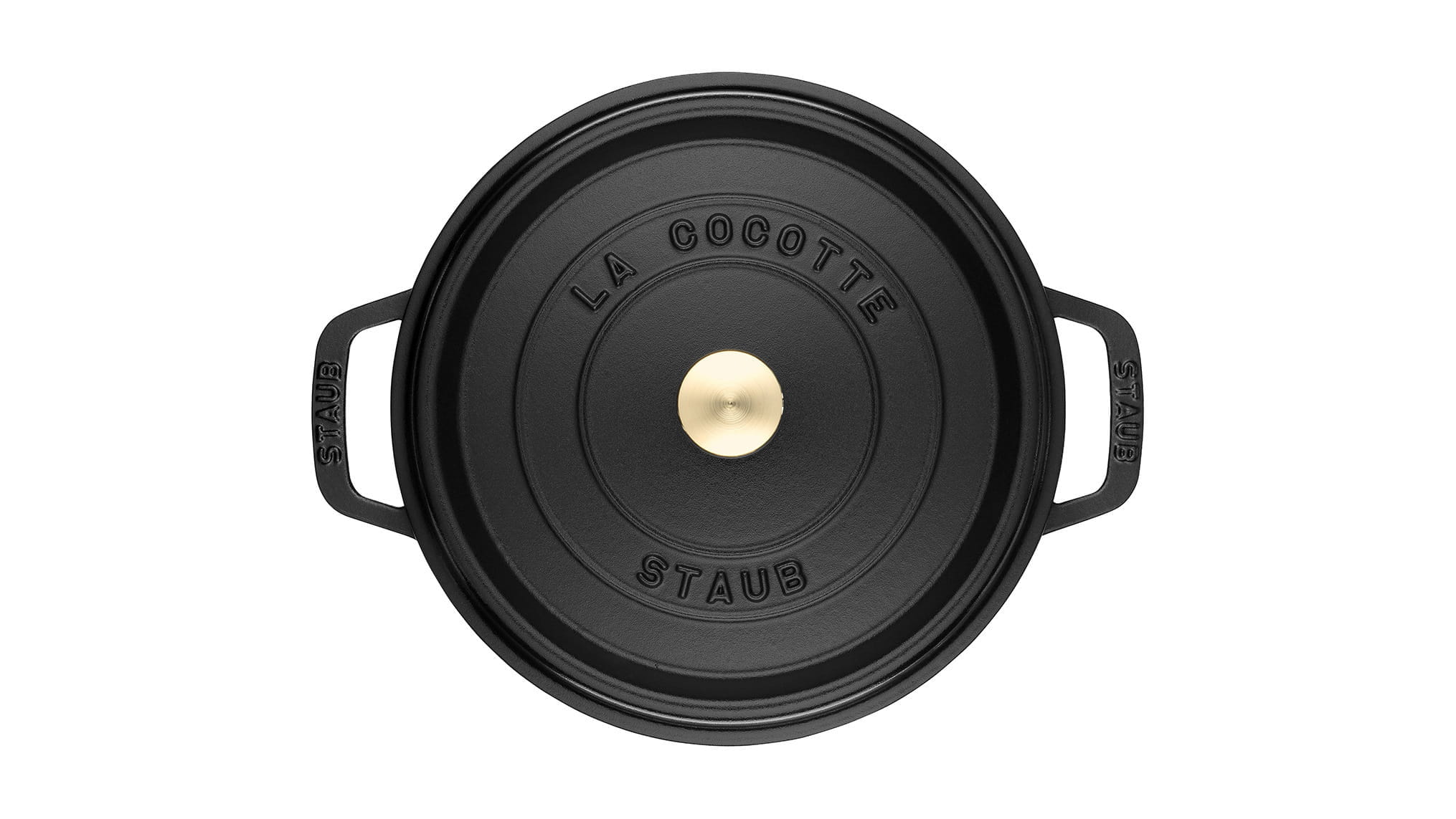 Staub Cocotte Bräter Gusseisen rund 16cm schwarz oben