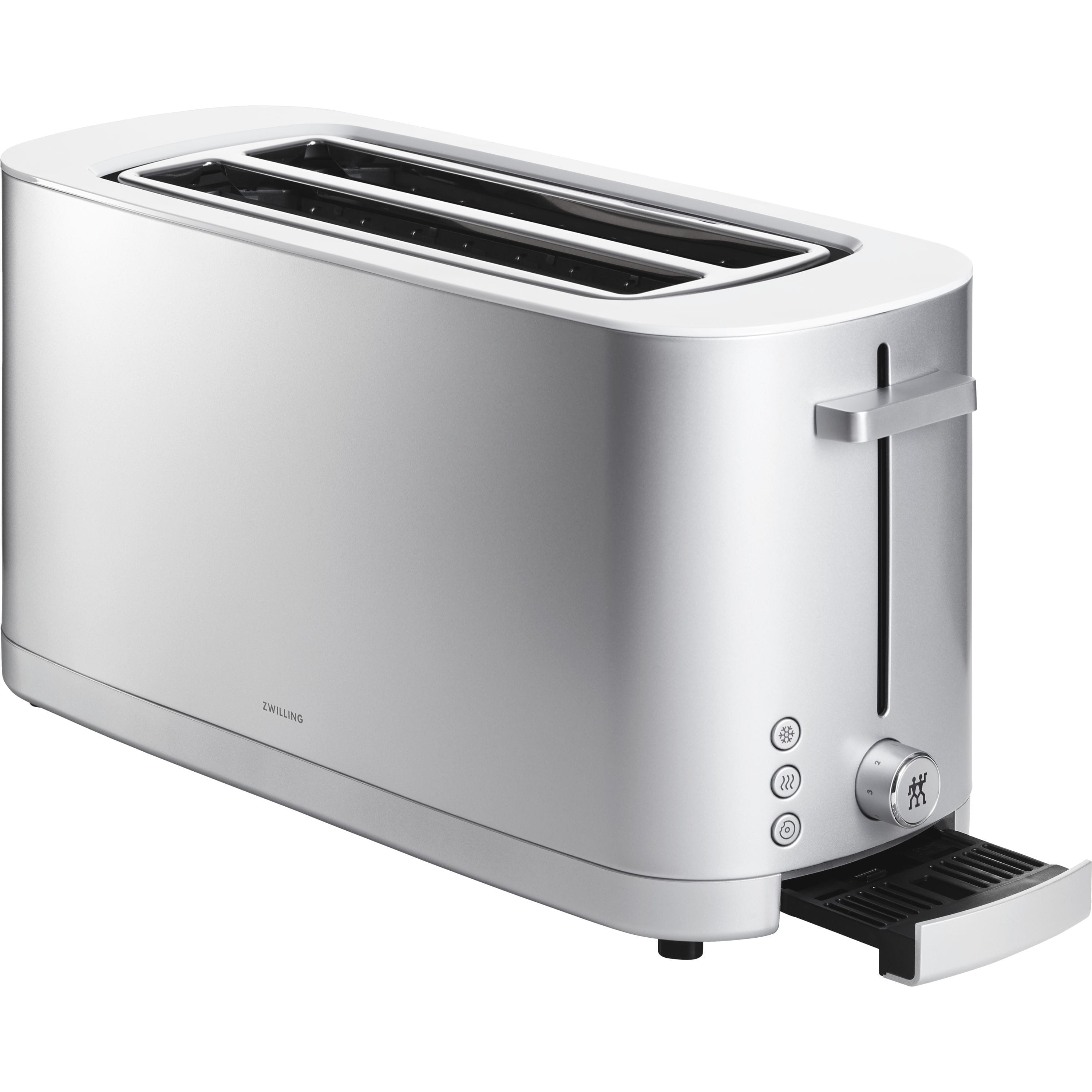 Zwilling Enfinigy Toaster mit Brötchenaufsatz, 2 lange Schlitze, Silber