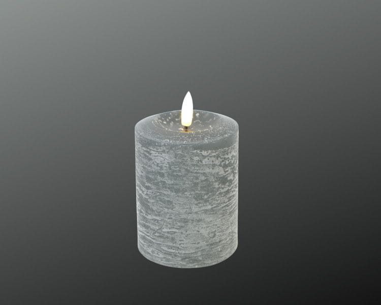 DEKOFlorale Rustikale Real Flame LED-Kerze Anthrazit 7,6 x 12 cm