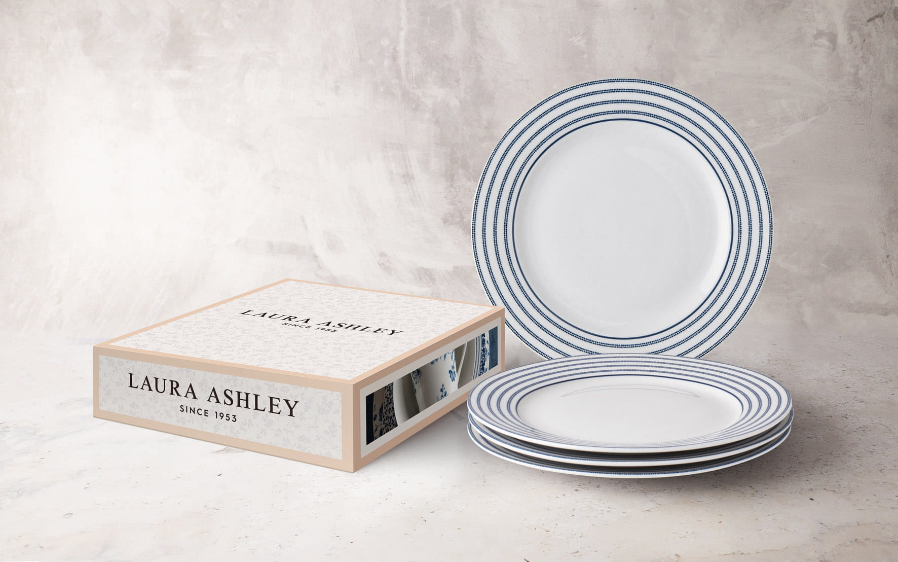 Laura Ashley Blueprint Porzellan Candy Stripe 4-tlg Tellerset 20 cm