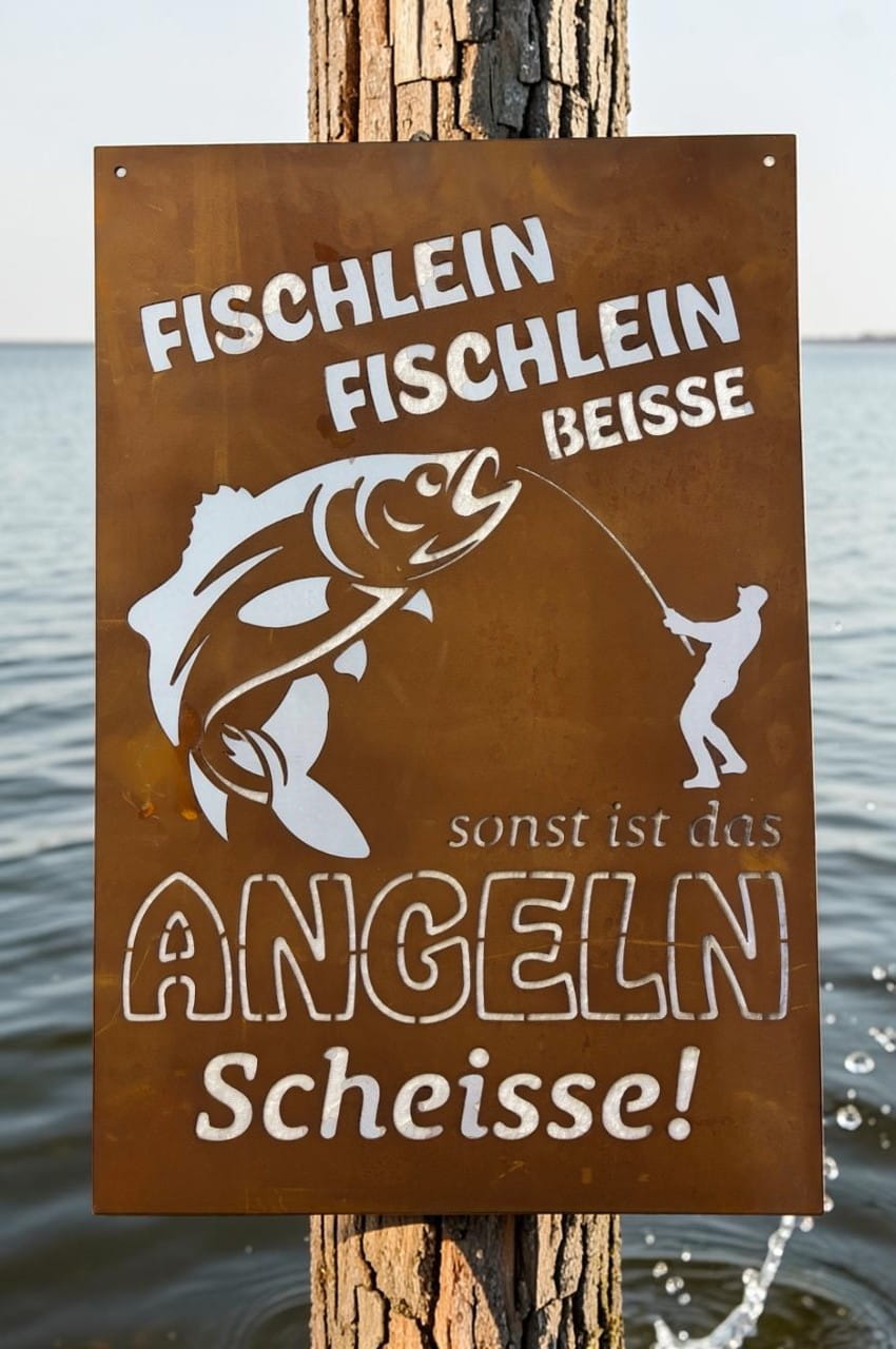 Ferrum Art Design Rost Gedichttafel "Fischlein" Lifestylefoto