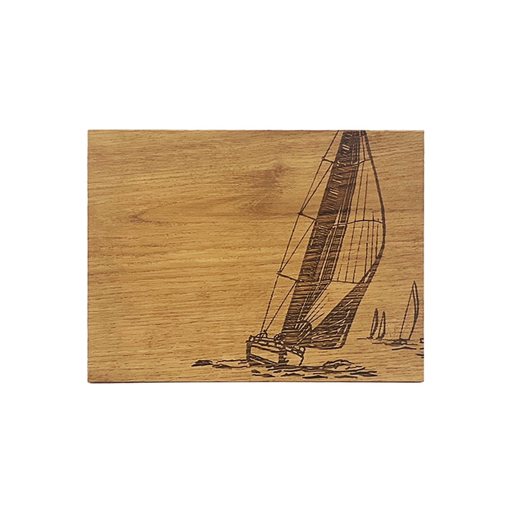 Scottish Eiche Frühstücksbrettchen - Segeln 20 x 15 cm
