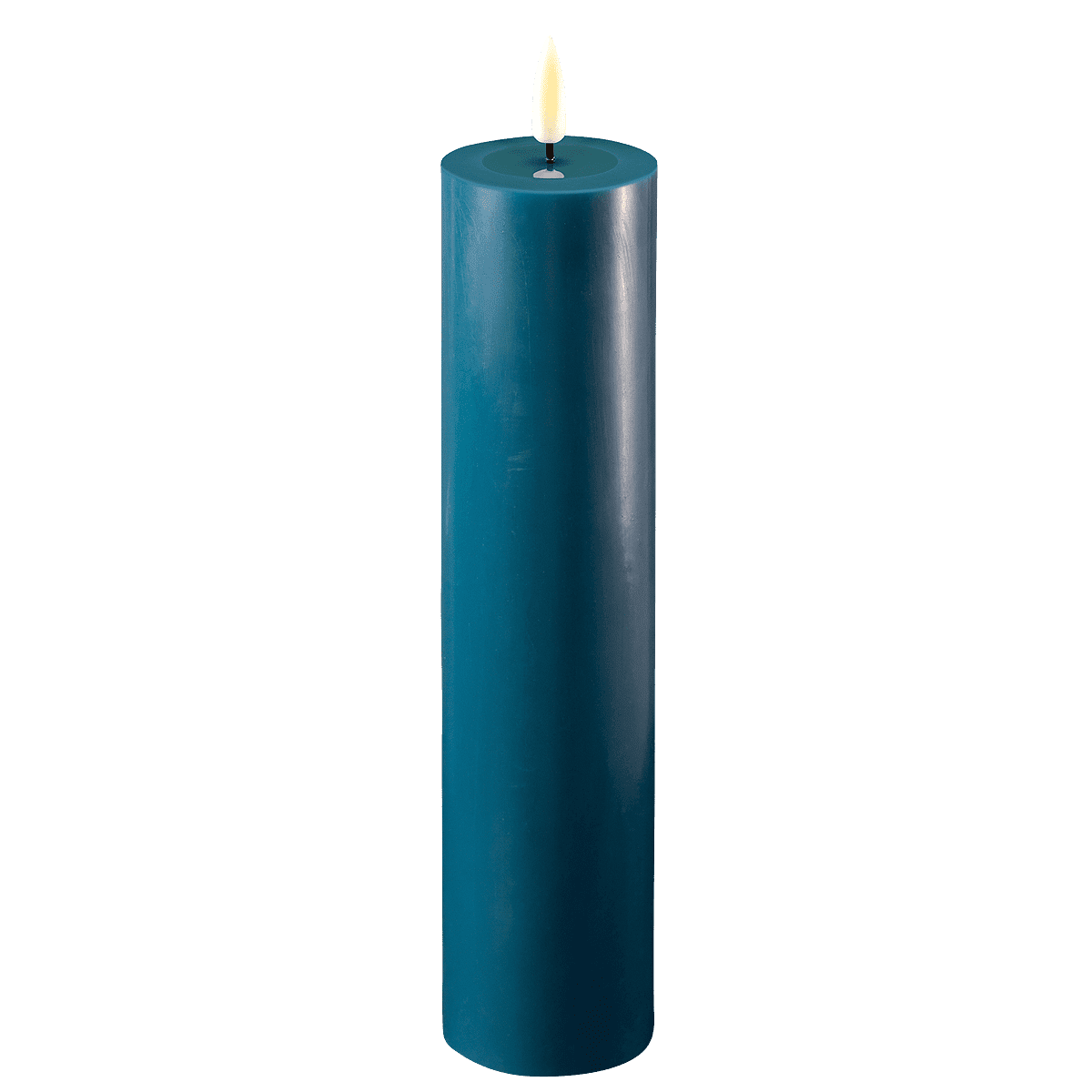 Deluxe Homeart Real Flame LED Stumpenkerze 5 x 20 cm Petrol Grün