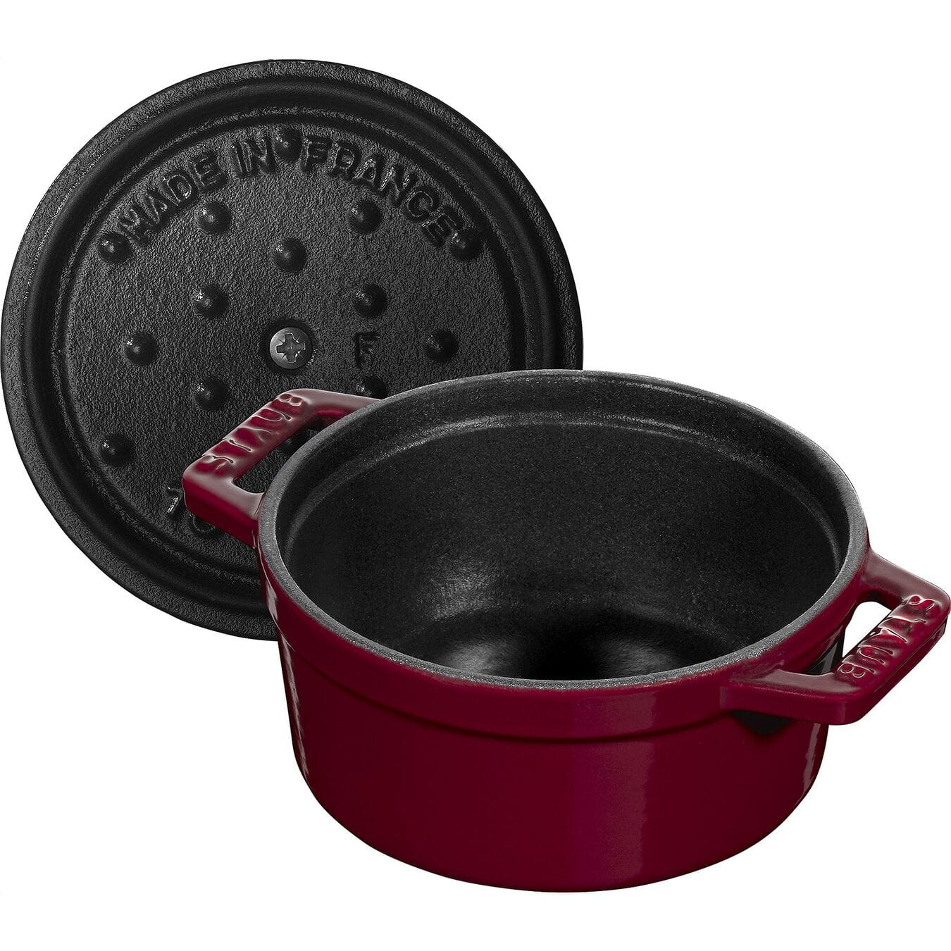 Staub Mini Cocotte Bräter Gusseisen rund 10 cm Bordeaux