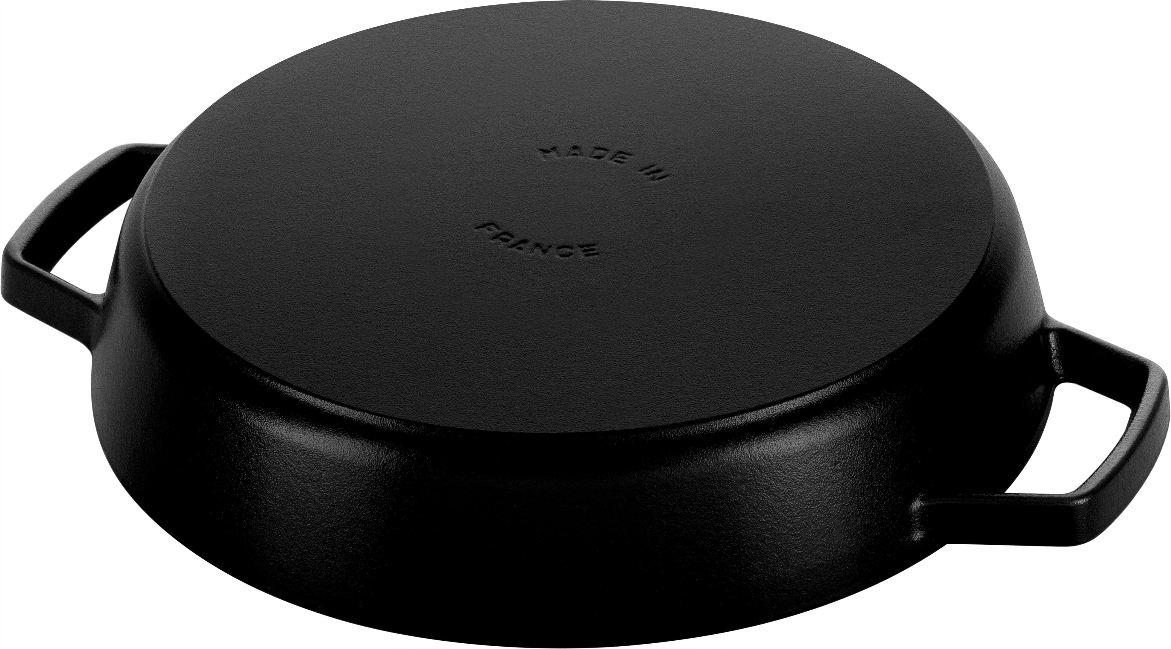Staub France Bratpfanne Gusseisen mit zwei Griffen rund 34cm, Schwarz