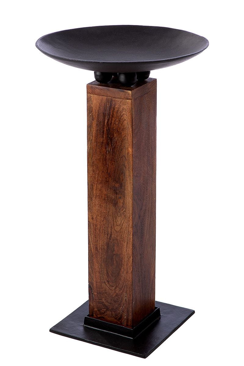 Gilde Metall / Holz Schalenständer "Timber", Ø 42 cm, 75 cm Höhe