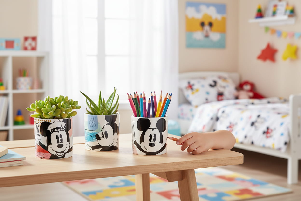 Disney Gilde Porzellan Übertopf / Pflanztopf Mickey und Minnie