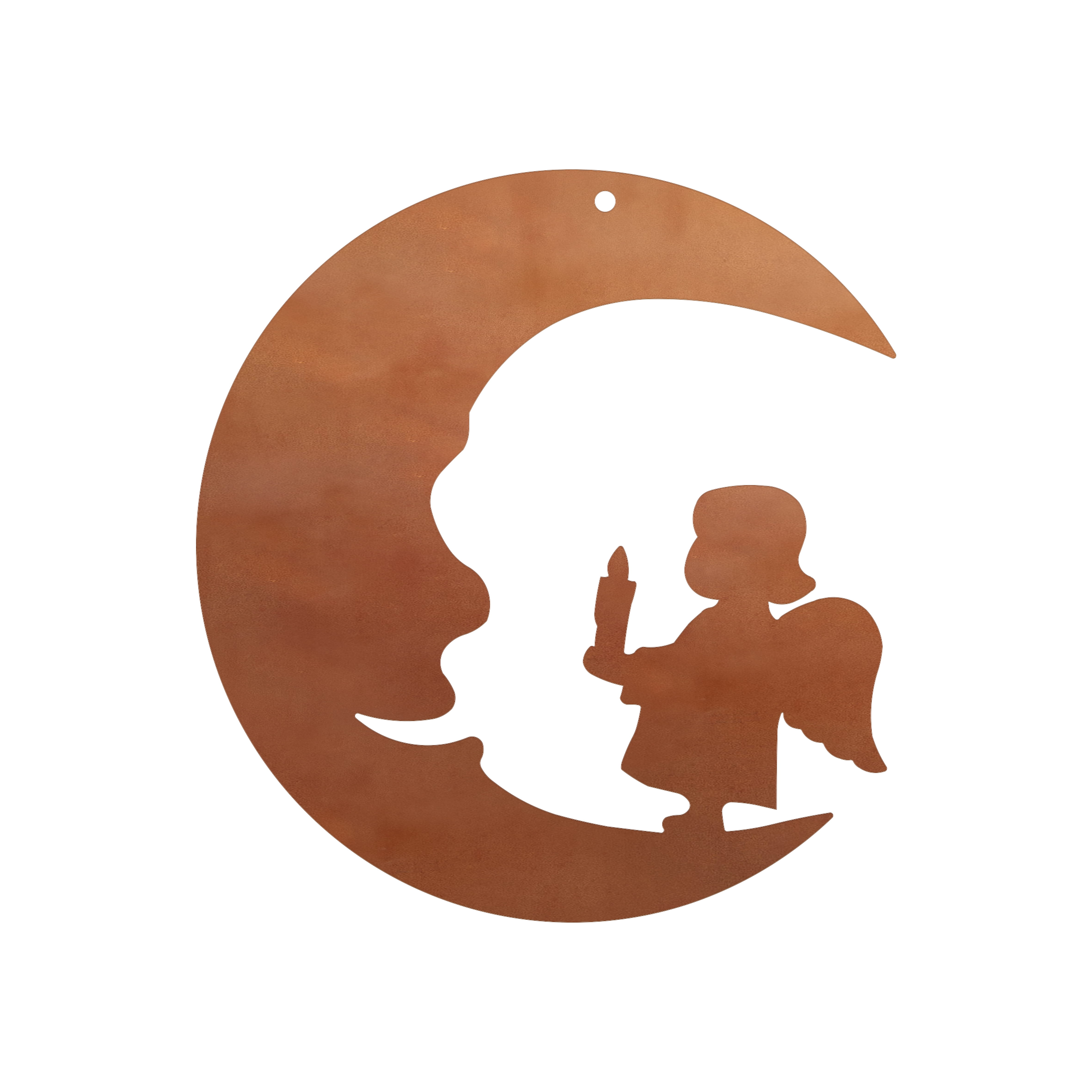 Ferrum Art Design Rost Christbaumschmuck "Mond mit Kind"/Set