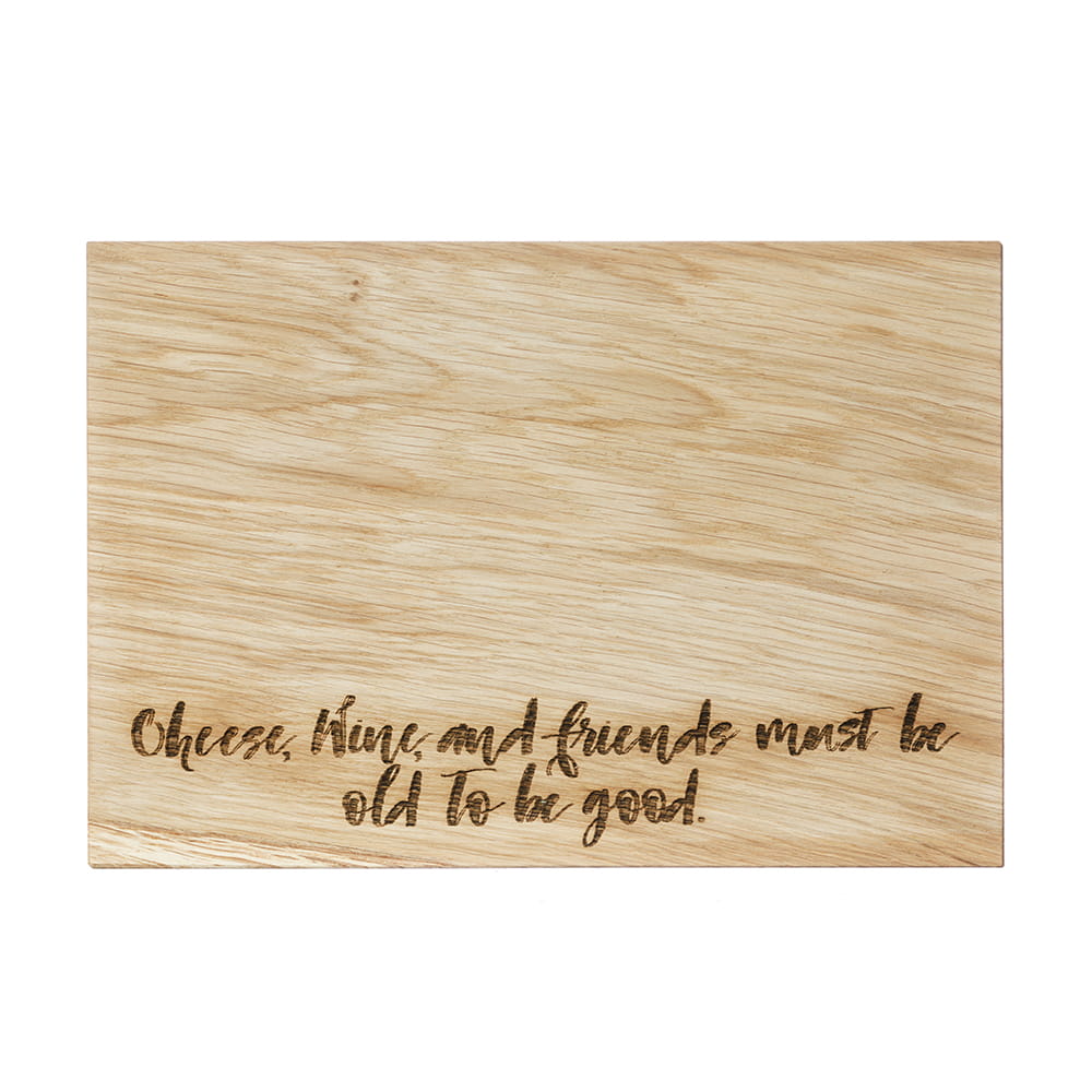 Scottish Eiche Servierbrett 30 cm - "Cheese, Wine & Friends" 30 x 20 cm