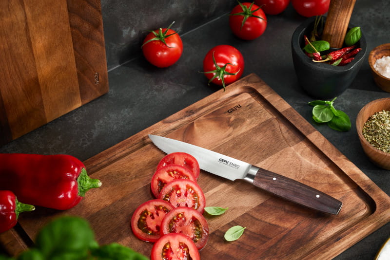 GEFU ENNO Steakmesser-Set, 2 Stück in Samtsäckchen, Wellenschliff