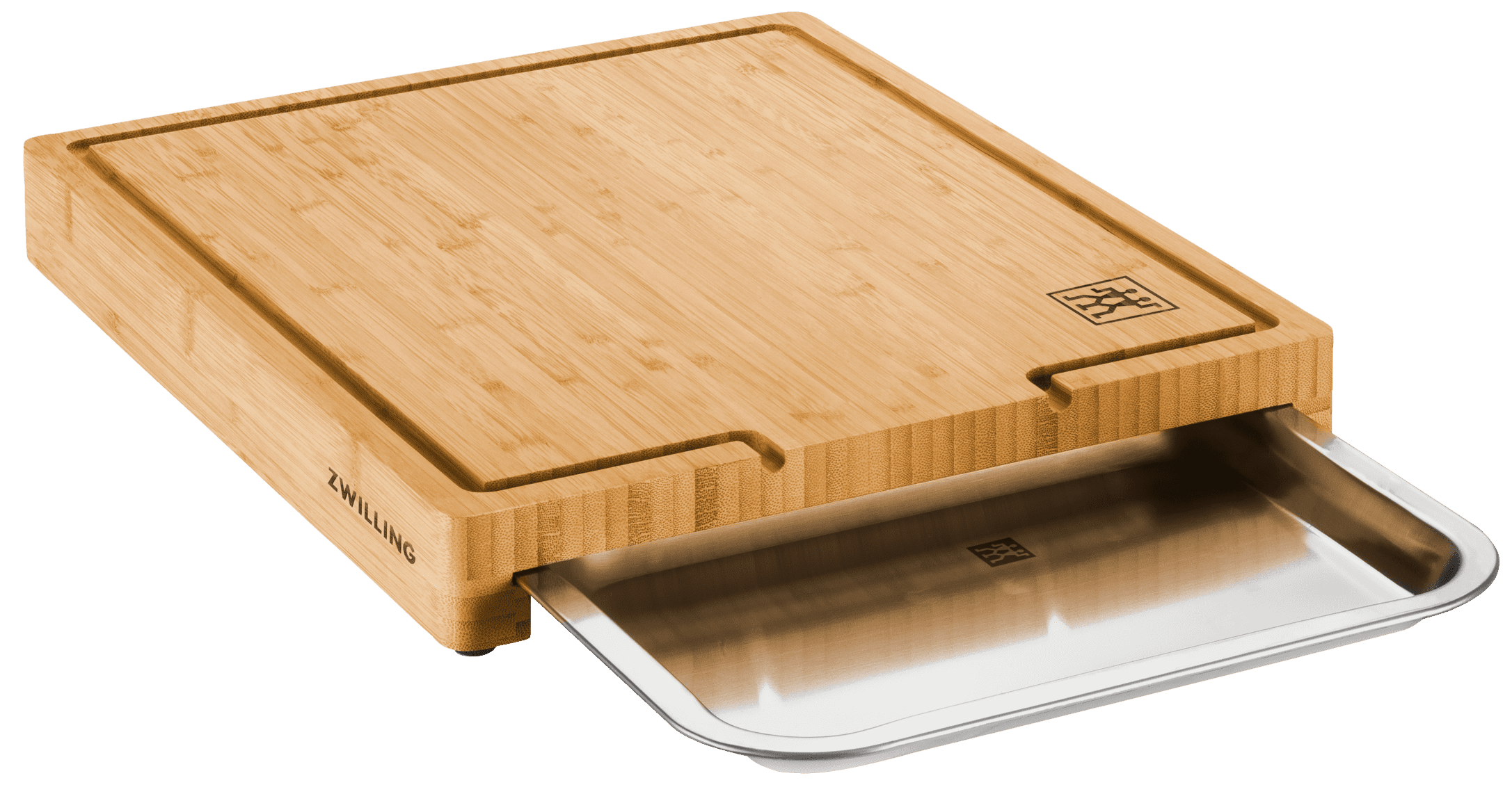 Zwilling BBQ+ Schneidbrett Bambus - Auffangschale Edelstahl - 39 x 30 cm