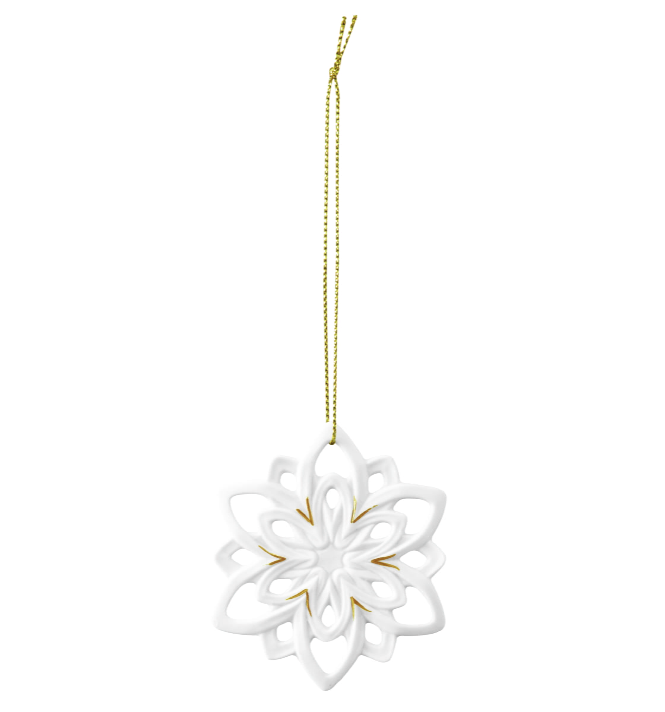 Seltmann Weihnachtsanhänger "Stern, Schneeflocke", 8 cm, Weiß/Gold