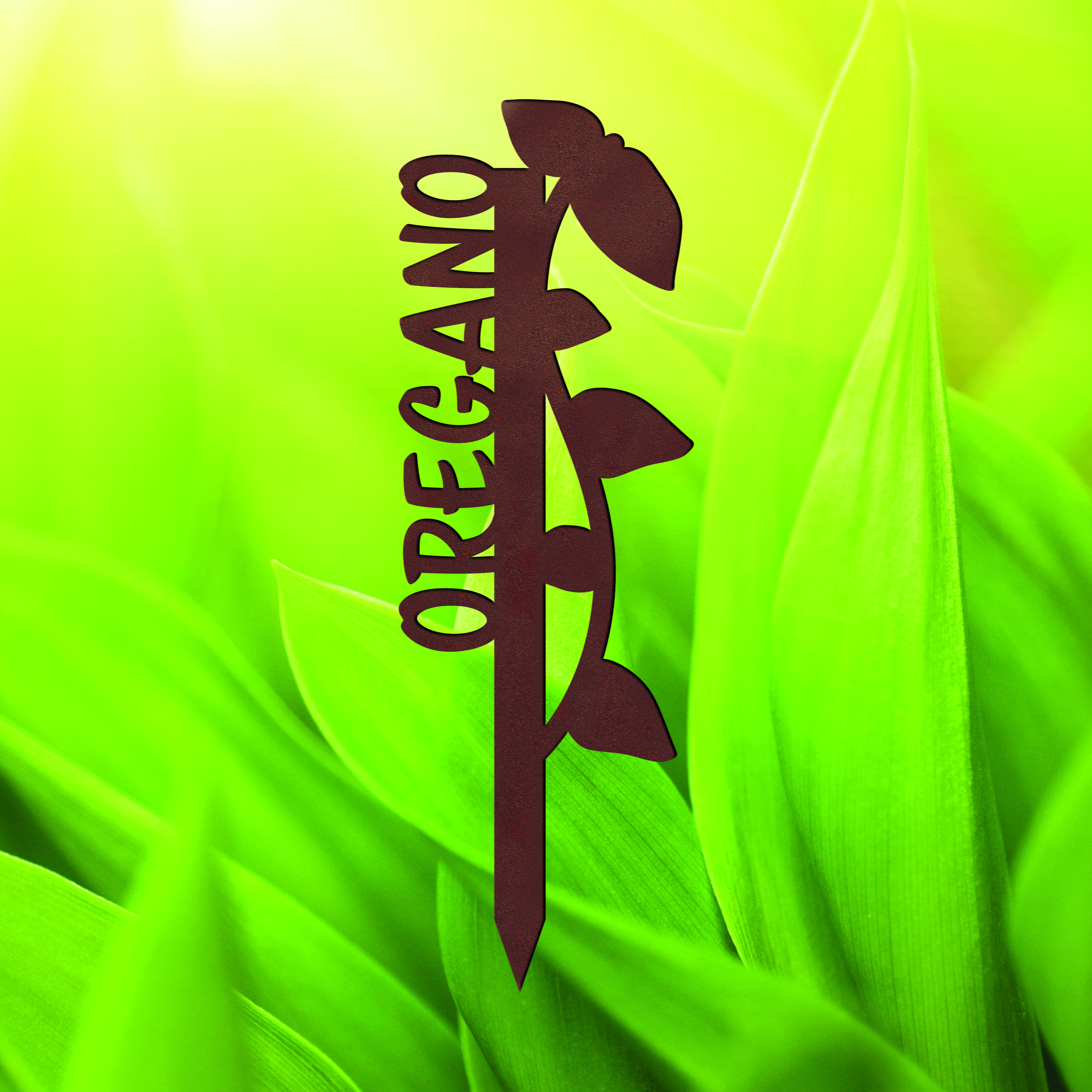 Ferrum Art Design Rost Kräuter-Beetstecker mit Schrift, Oregano