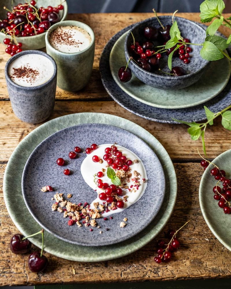 Gipfelstück Steinzeug Moos'n'Stein Grau Dessertteller 22 cm