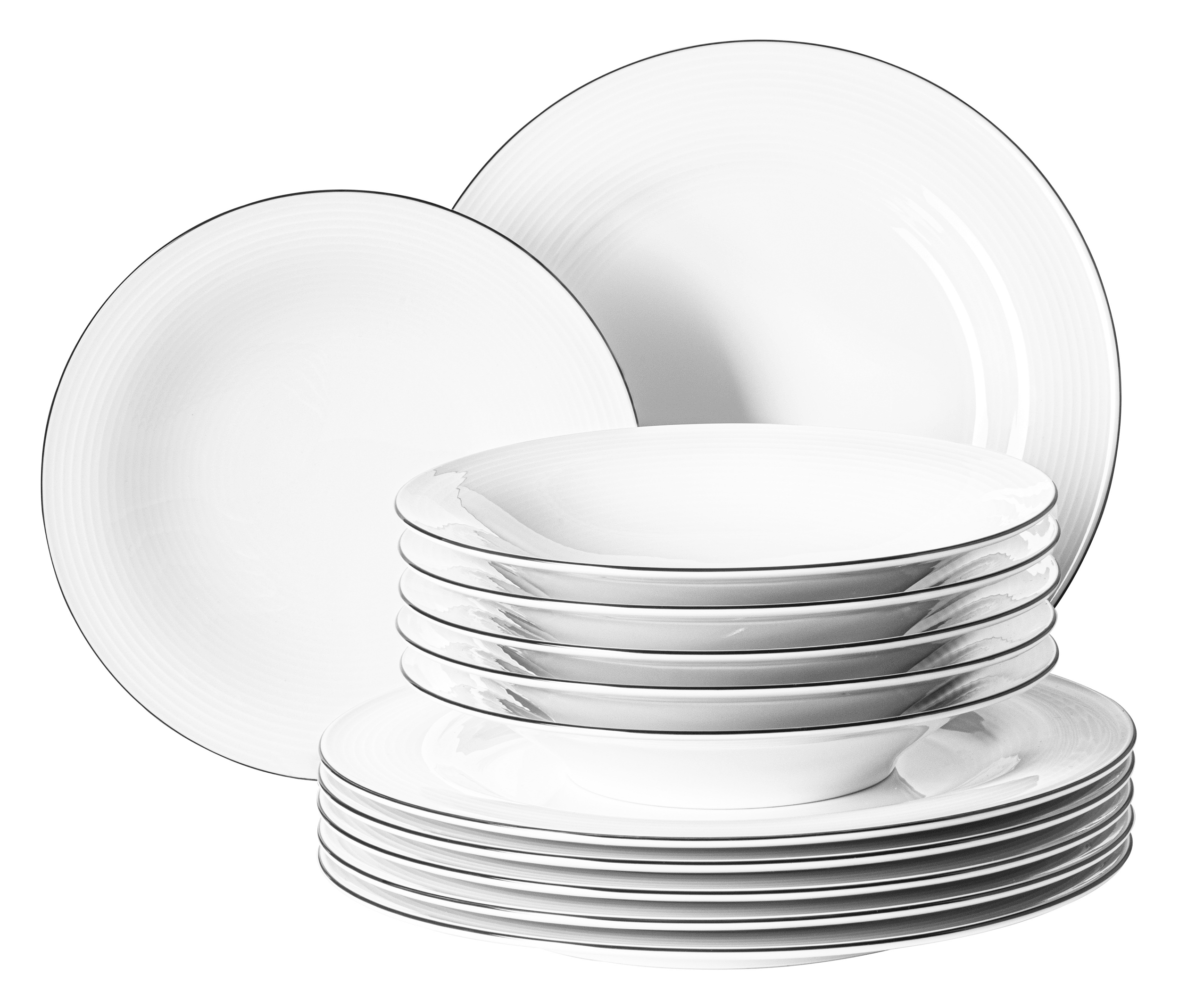 Seltmann Porzellan Beat Blackline Tafelservice 12-teilig