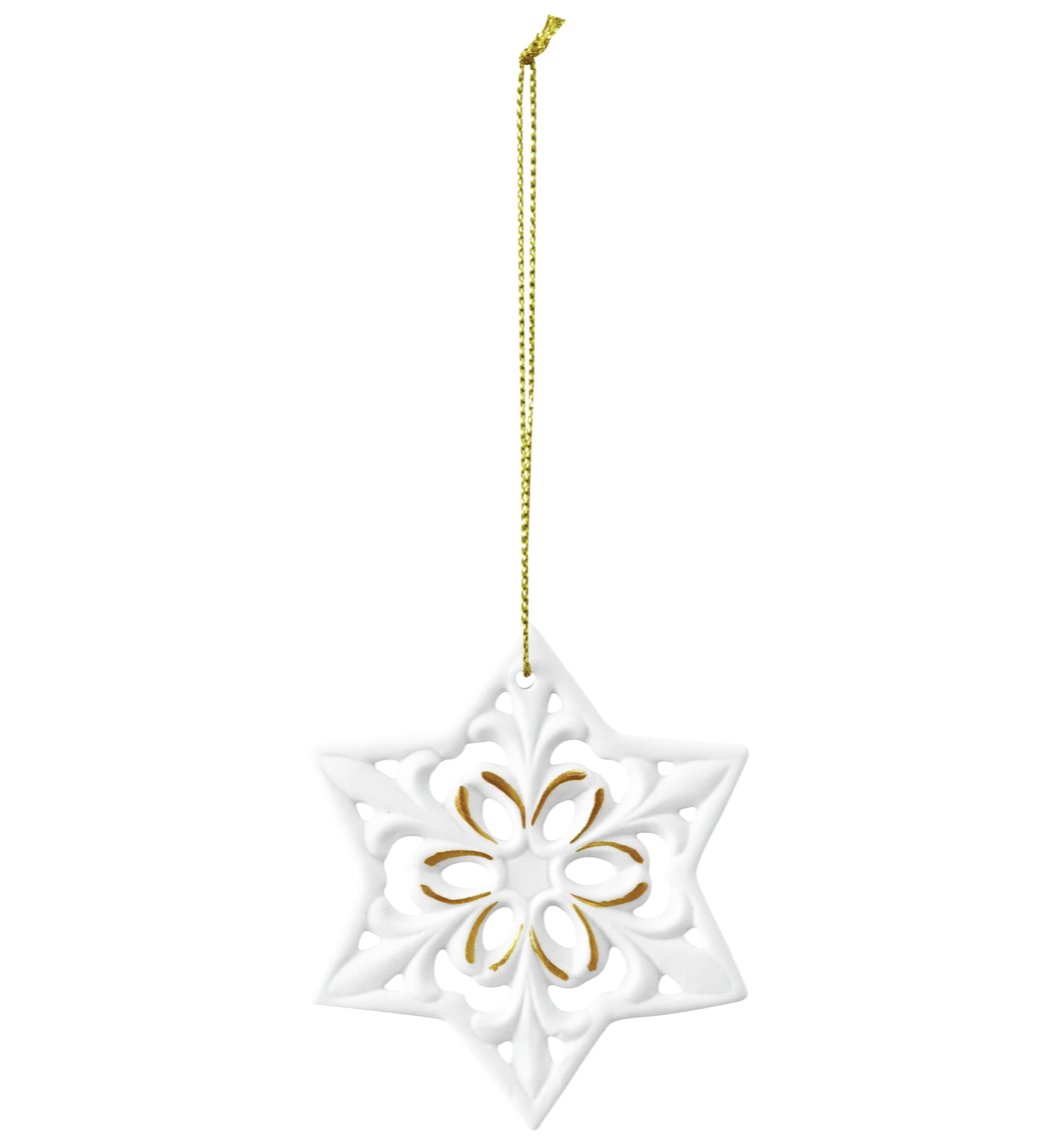 Seltmann Weihnachtsanhänger "Stern, Schneeflocke", 8 cm, Weiß/Gold