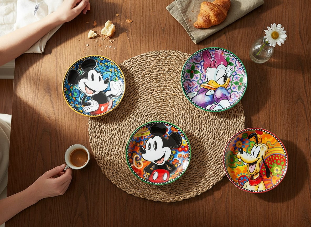 Gilde Disney Porzellan Dessertteller-Set forever & ever, 6er Set  - Ø 19 cm