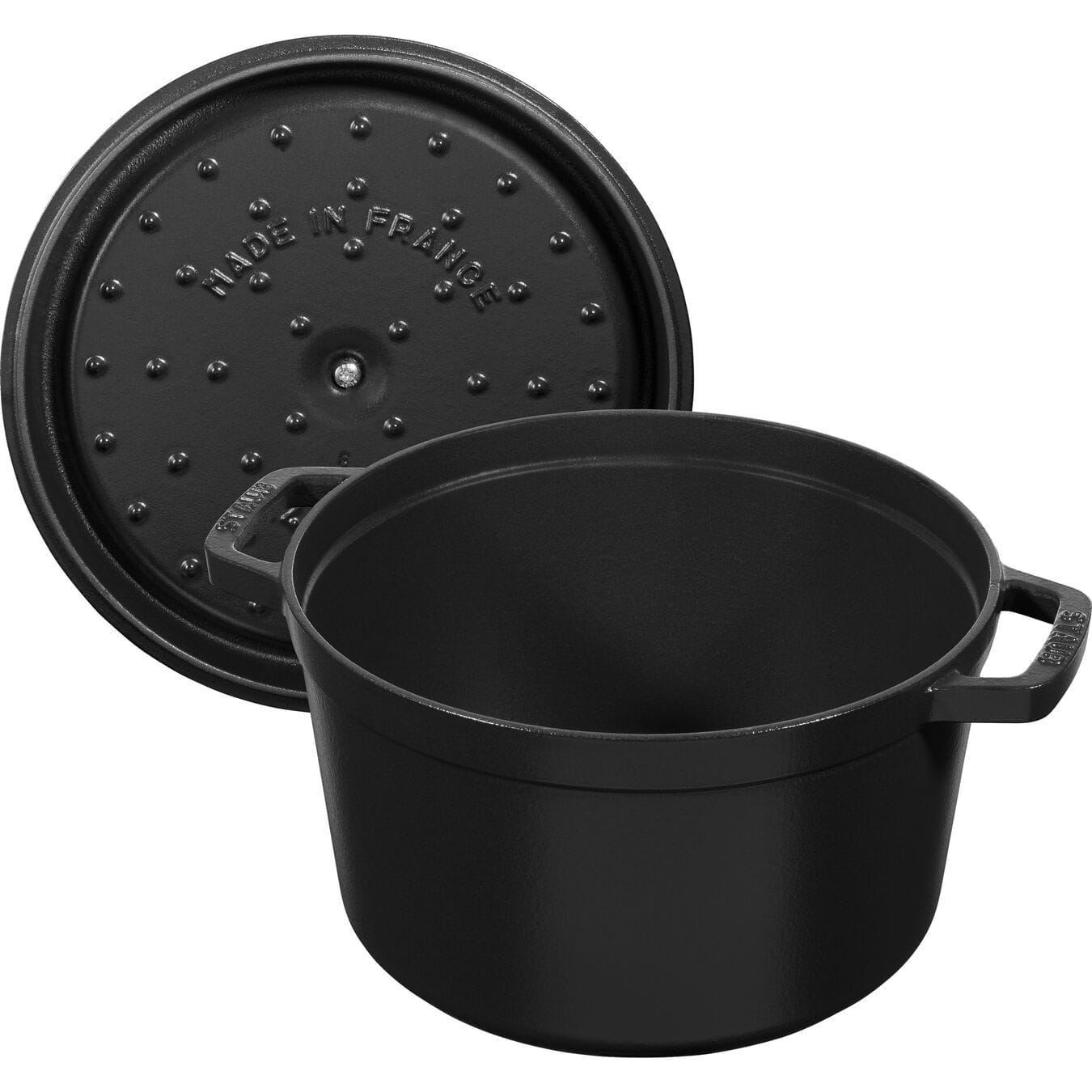 Staub Cocotte Bräter Gusseisen hoch, rund 24 cm Schwarz