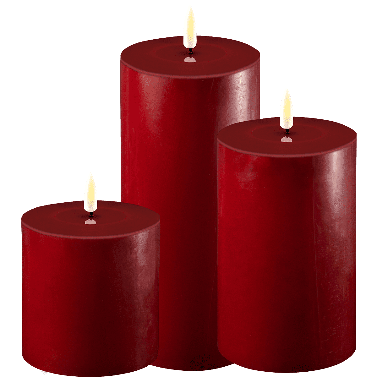 Deluxe Homeart Real Flame LED-Kerzen - Bordeauxrot