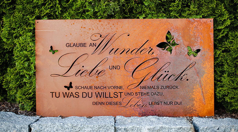 Ferrum Art Design Rost Gedichttafel "Wunder"