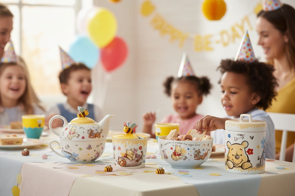 Gilde Disney Porzellan Zuckerdose, Teekanne, Vorratsdose und Schale